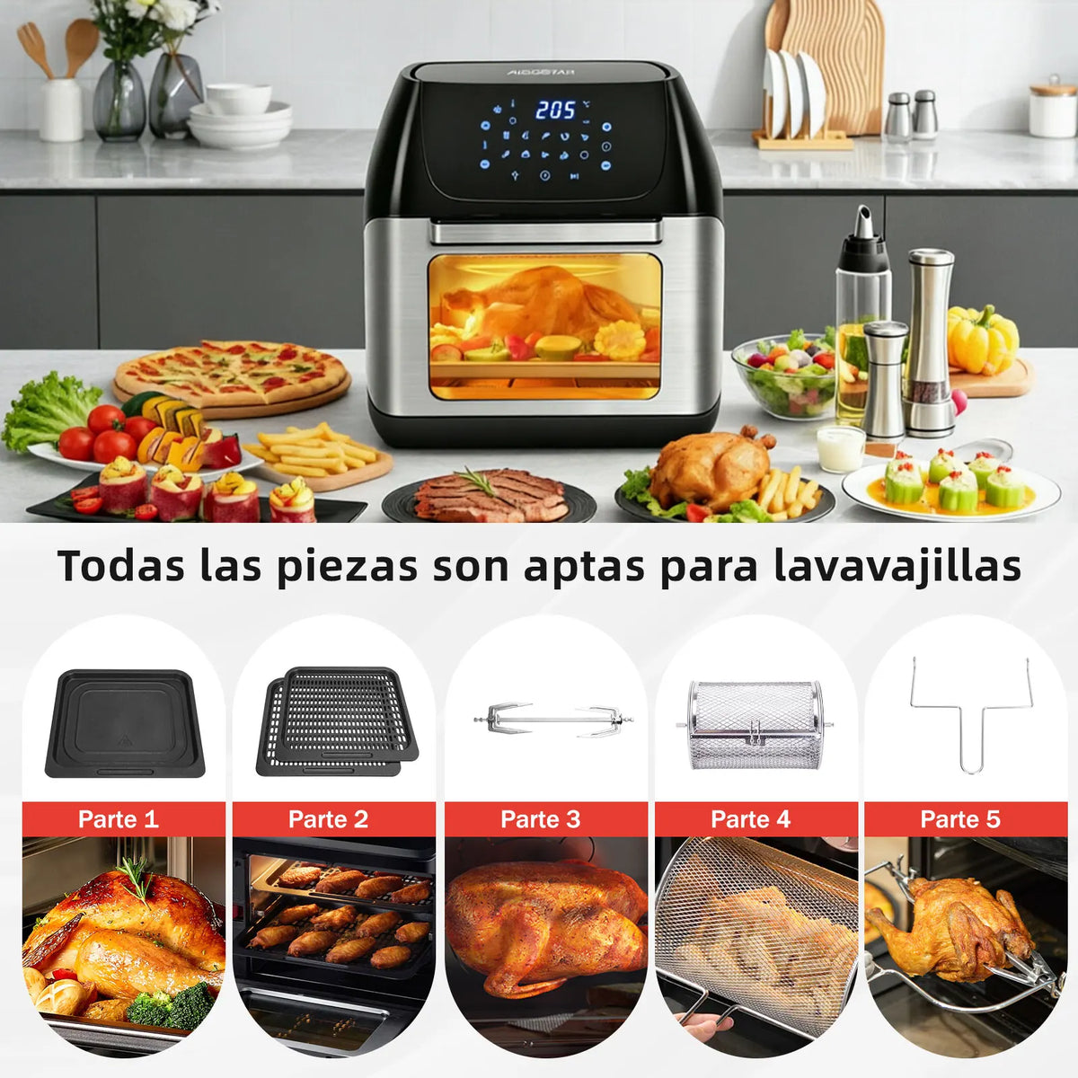 12l Air Fryer Air Oven Dishwasher Safe Led