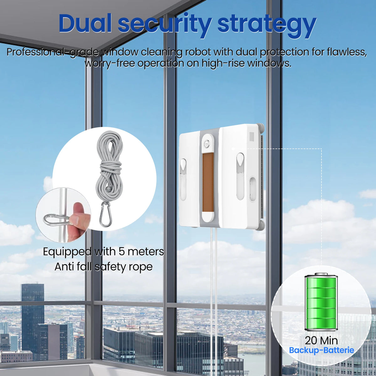 Window Cleaning Robot 4-Way Water Spray High-Rise Vacuum