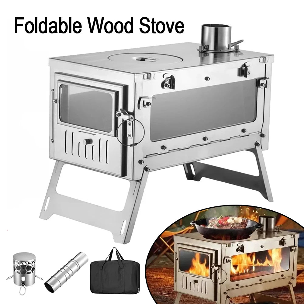 Folding Bbq Stove Camping Foldable Wood Stove Stainless