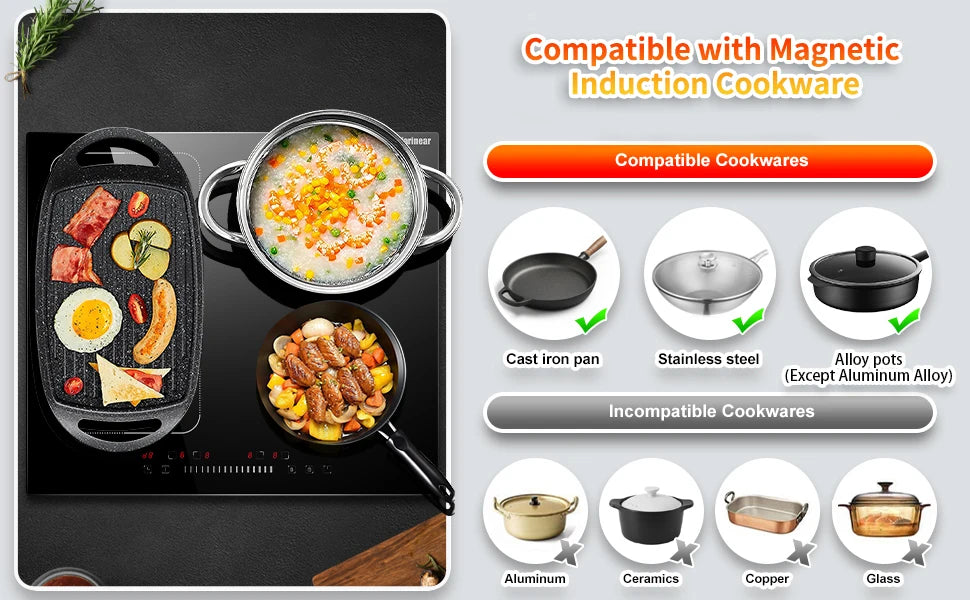 Karinear Built-In 4-Burner Induction Cooktop Electric Induction