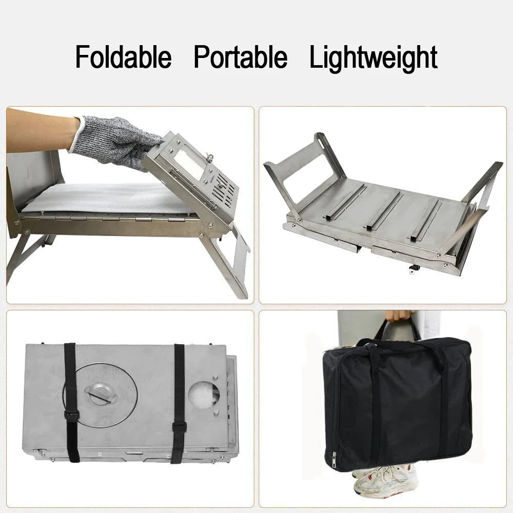 Folding Bbq Stove Camping Foldable Wood Stove Stainless