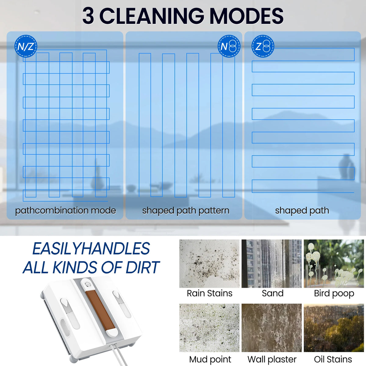 Window Cleaning Robot 4-Way Water Spray High-Rise Vacuum