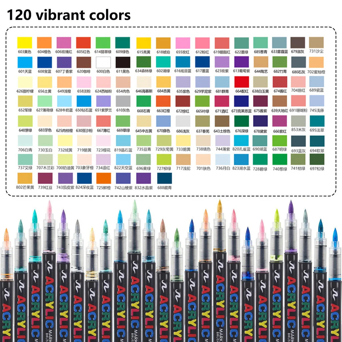 12-366 Colors Acrylic Marker Waterproof Acrylic Brush Marker