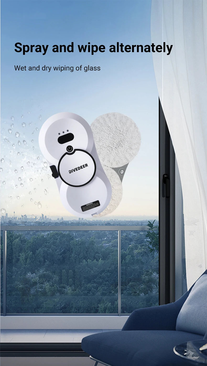 Divedeer Water Spray Window Cleaning Robot High Suction