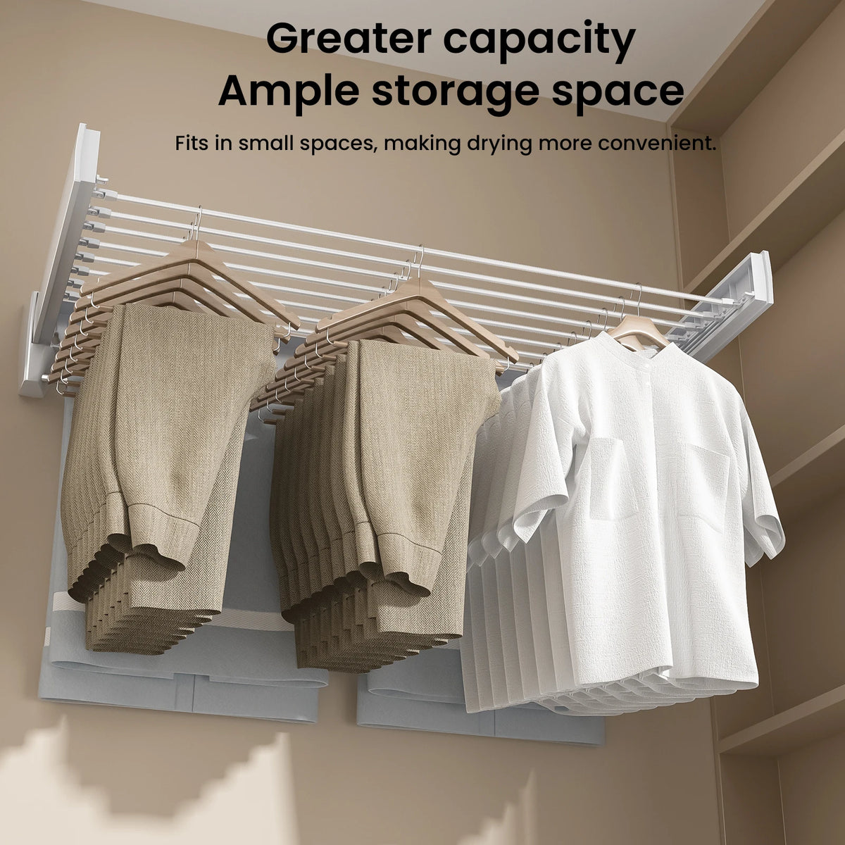 70/100cm Wall-Mounted Clothes Drying Rack Retractable Folding