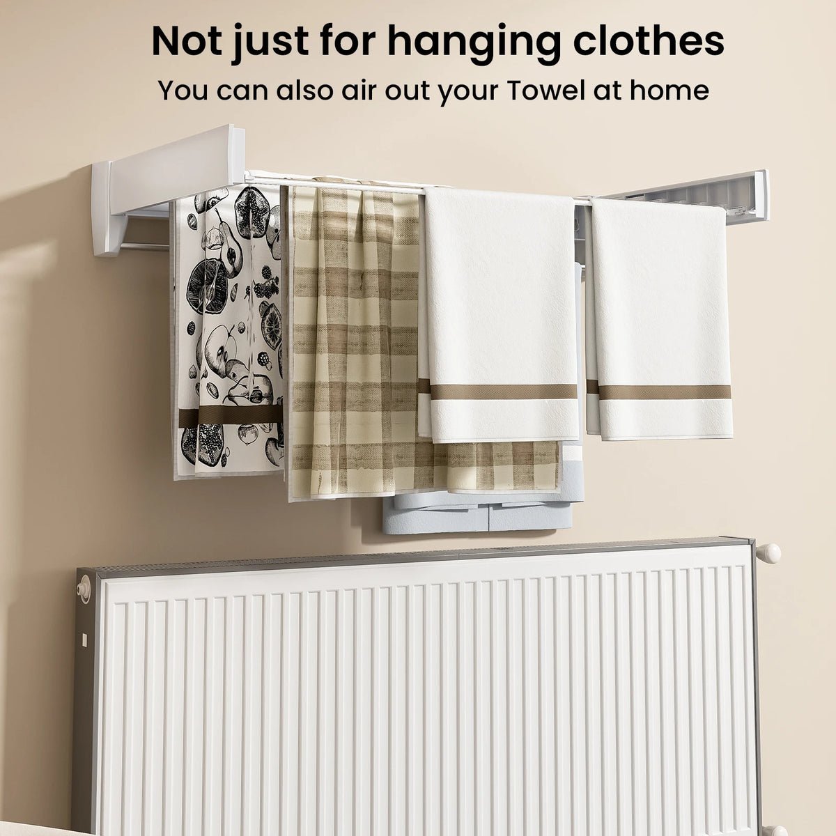 70/100cm Wall-Mounted Clothes Drying Rack Retractable Folding