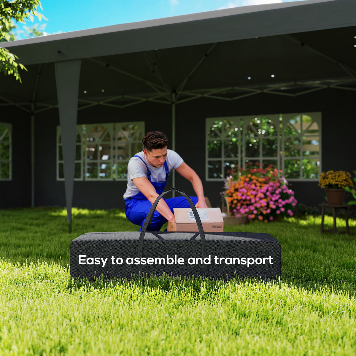 Outsunny 6m Garden Pop Up Gazebo Height Adjustable