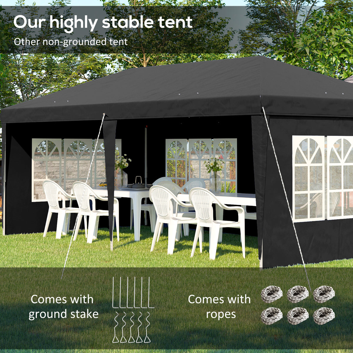Outsunny 6m Garden Pop Up Gazebo Height Adjustable