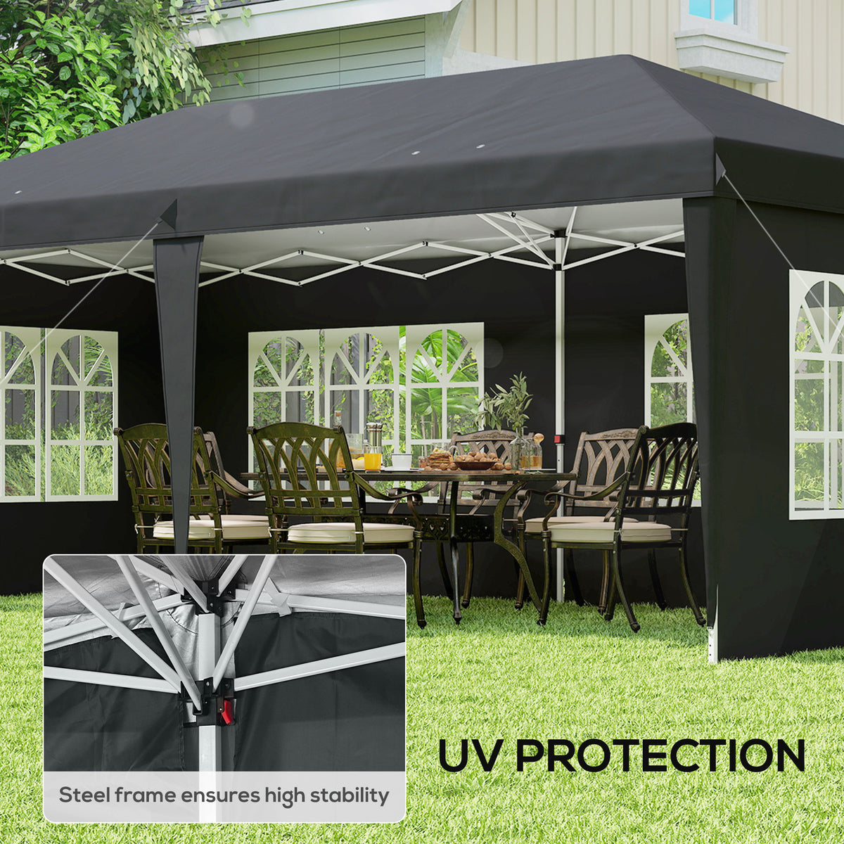 Outsunny 6m Garden Pop Up Gazebo Height Adjustable