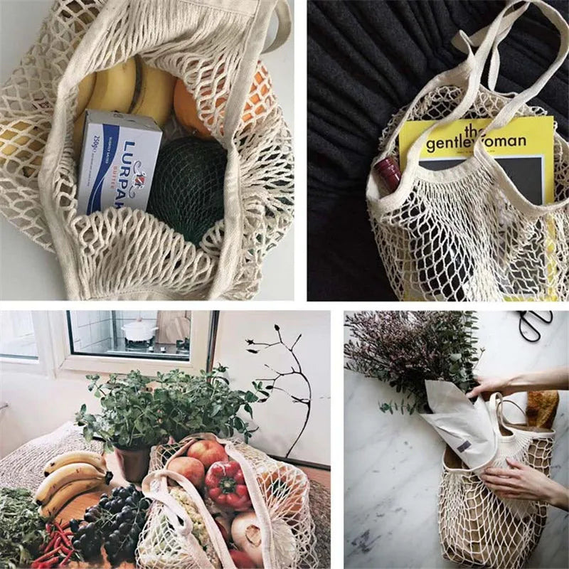 Reusable Cotton Mesh Produce Bags Vegetable Fruit Food