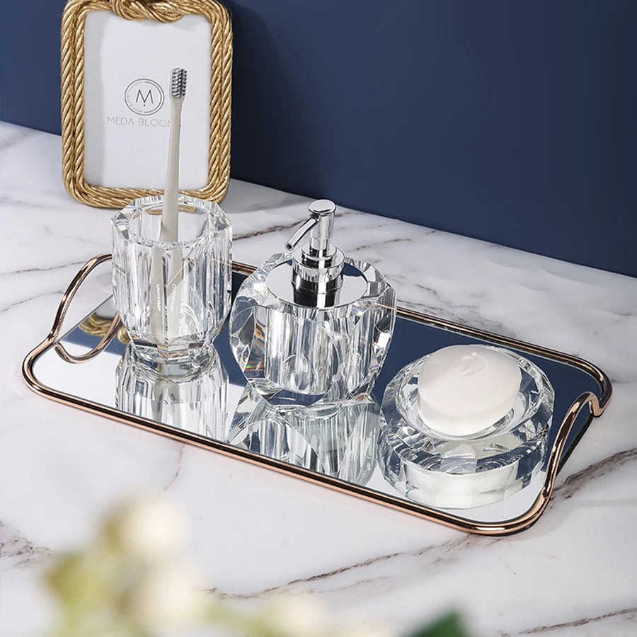 Crystal Glass Bathroom Toothbrush Cup Soap Dish Bottling