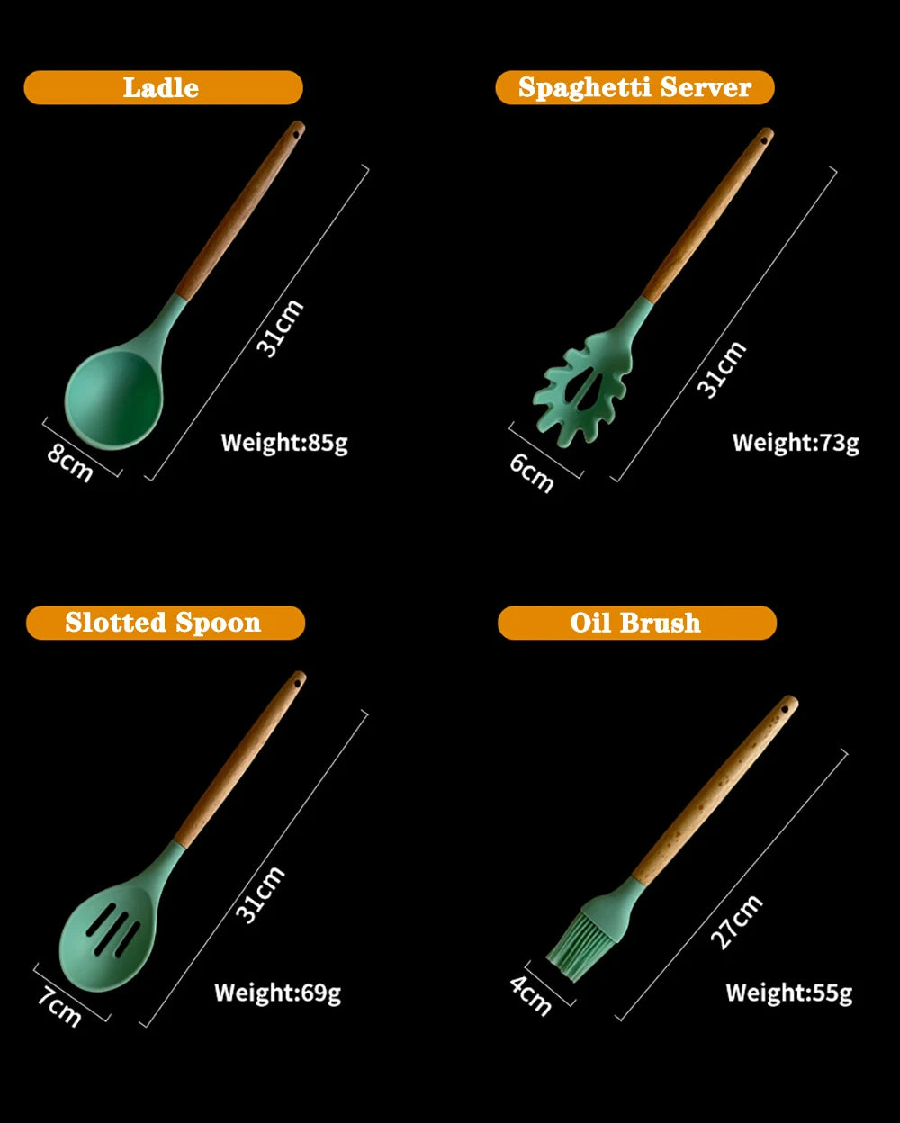 12pcs Silicone Utensils Non-Stick Cookware Spatula Shovel Egg