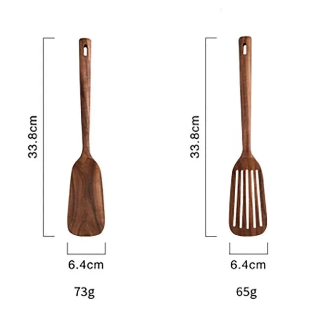 1-9pcs/Set Wooden Utensils Wooden Spoons Cooking Utensils Natural