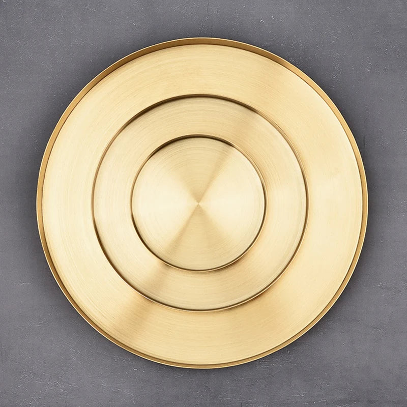 Decor Golden Storage Tray Round Jewelry Desktop Display
