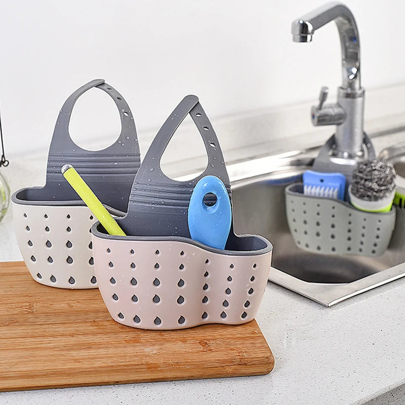 Sink Holder Hanging Drain Basket Adjustable Soap Sponge