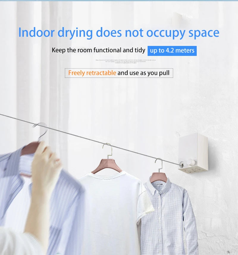 Punch-Free Retractable Clothesline Hotel Wall Hanging Clothes