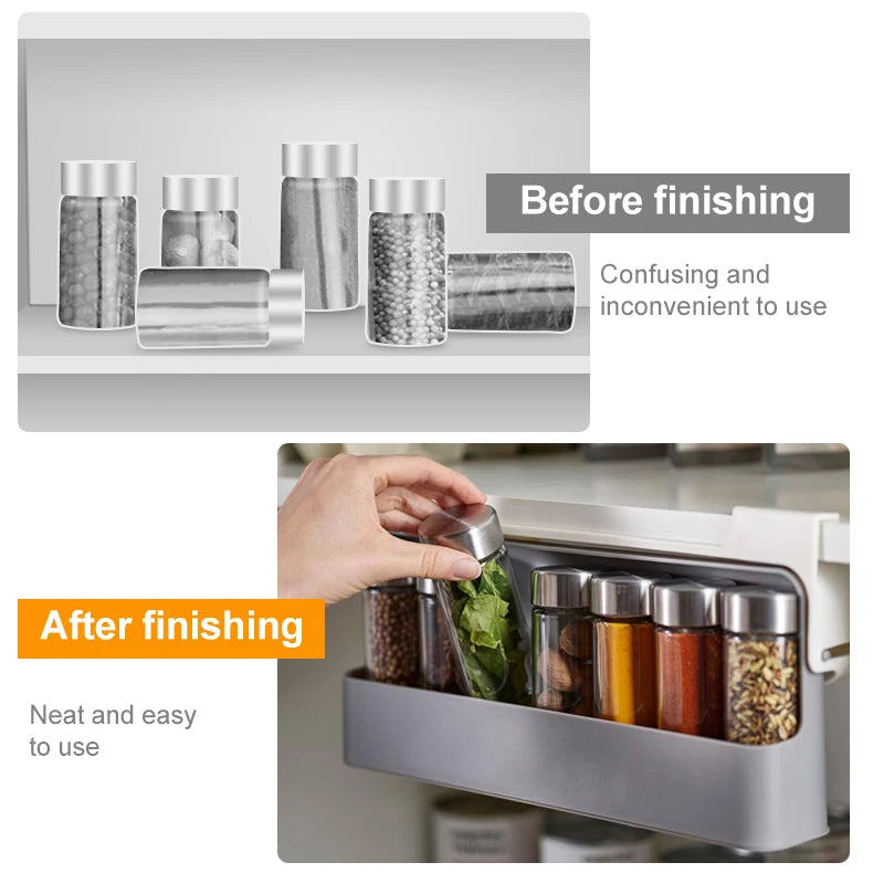 Spice Rack Self-Adhesive Spice Organizer Rack Seasoning Bottle