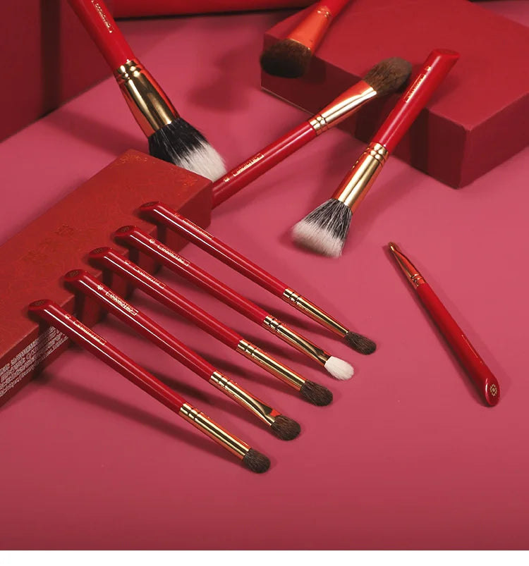 Chichodo Makeup Brush-Luxurious Red Rose Series 20pcs Animal