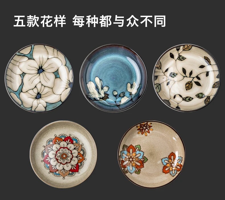 Chinese-Style Ceramic Deep Plate Salad Plate Disc Personality