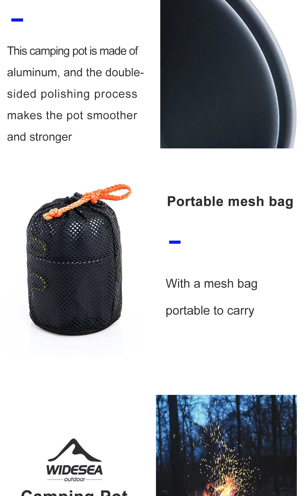 Widesea Camping Cooking Utensils Outdoor Tableware Pot Ultralight