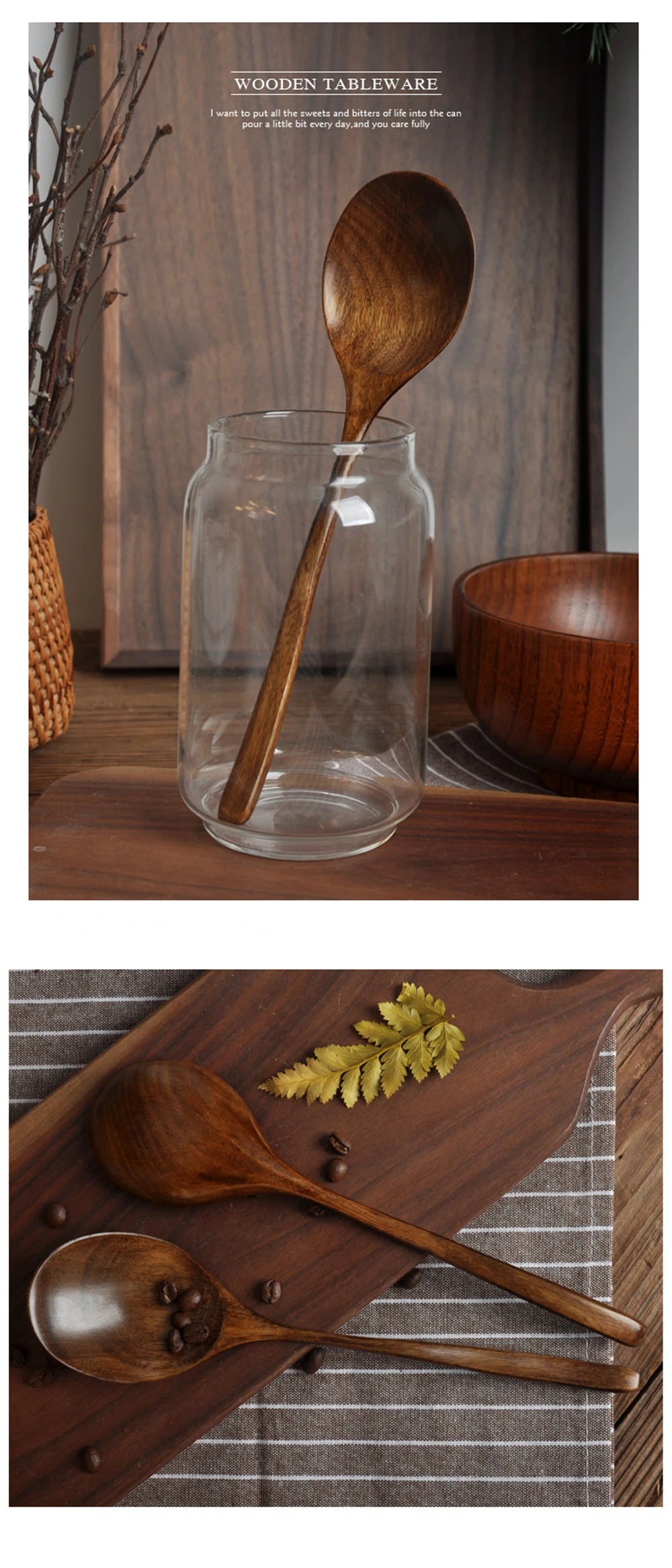Natural Long Handle Wooden Spoon Japanese-Style Rice Scoop