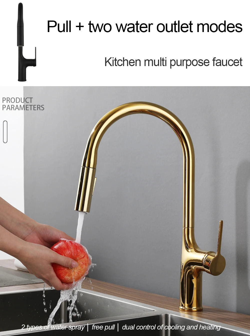 Bagnolux Titanium Black Brushed Deck Mounted Faucet Two