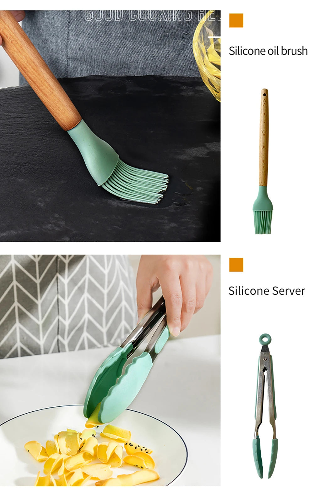 12pcs Silicone Utensils Non-Stick Cookware Spatula Shovel Egg