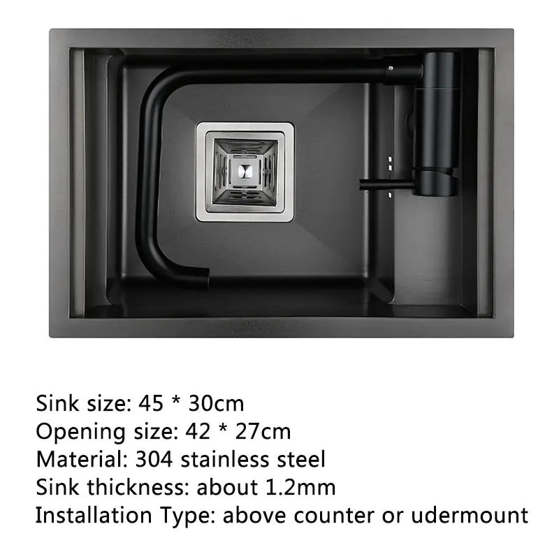 Black Sink Hidden Bowl Bar Small Size Sink
