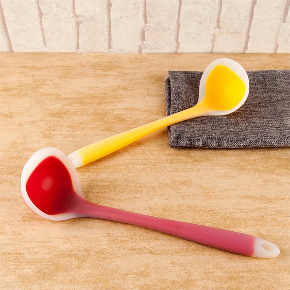 Long Handle Silicone Soup Spoon Non-Stick Large Food