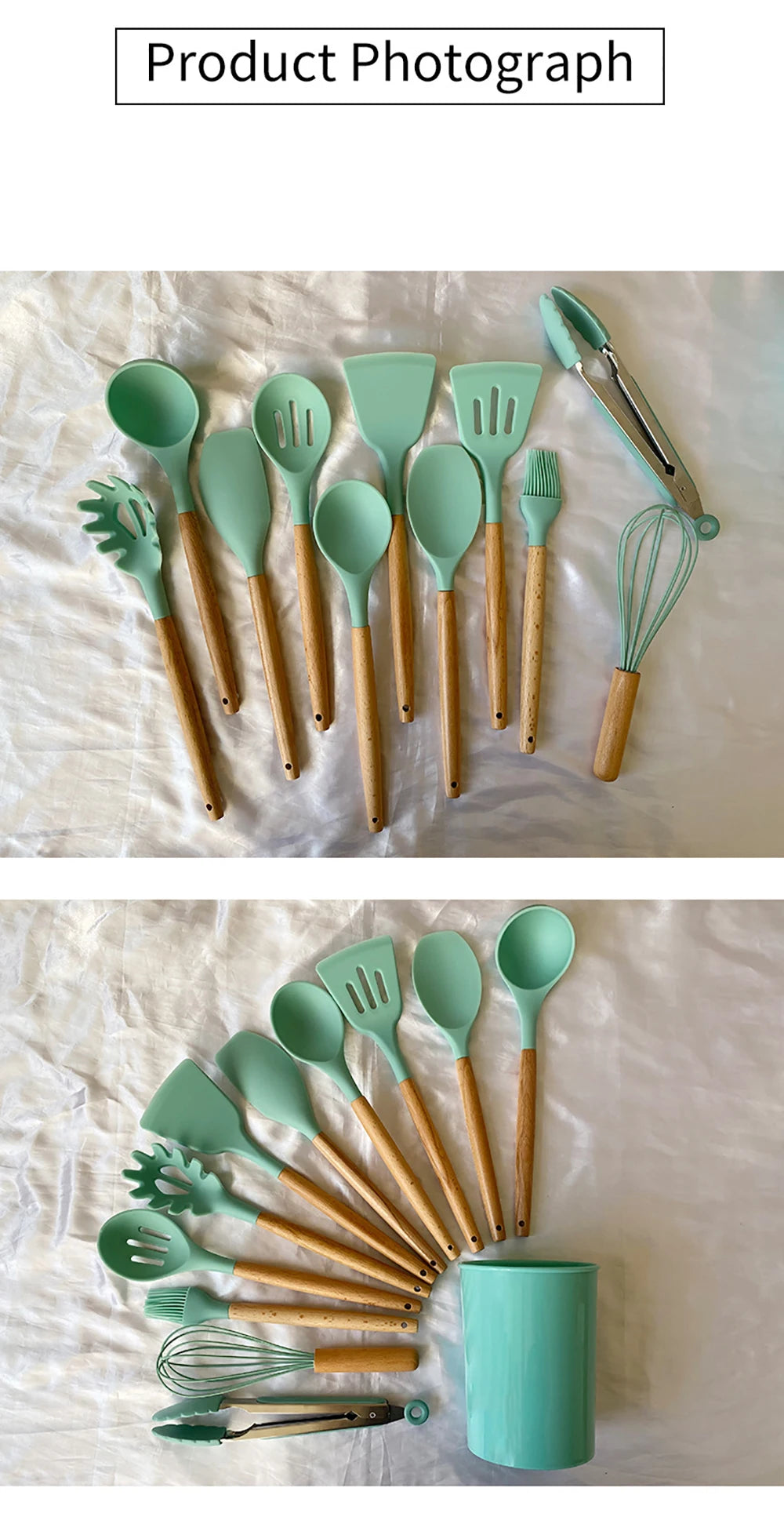 12pcs Silicone Utensils Non-Stick Cookware Spatula Shovel Egg