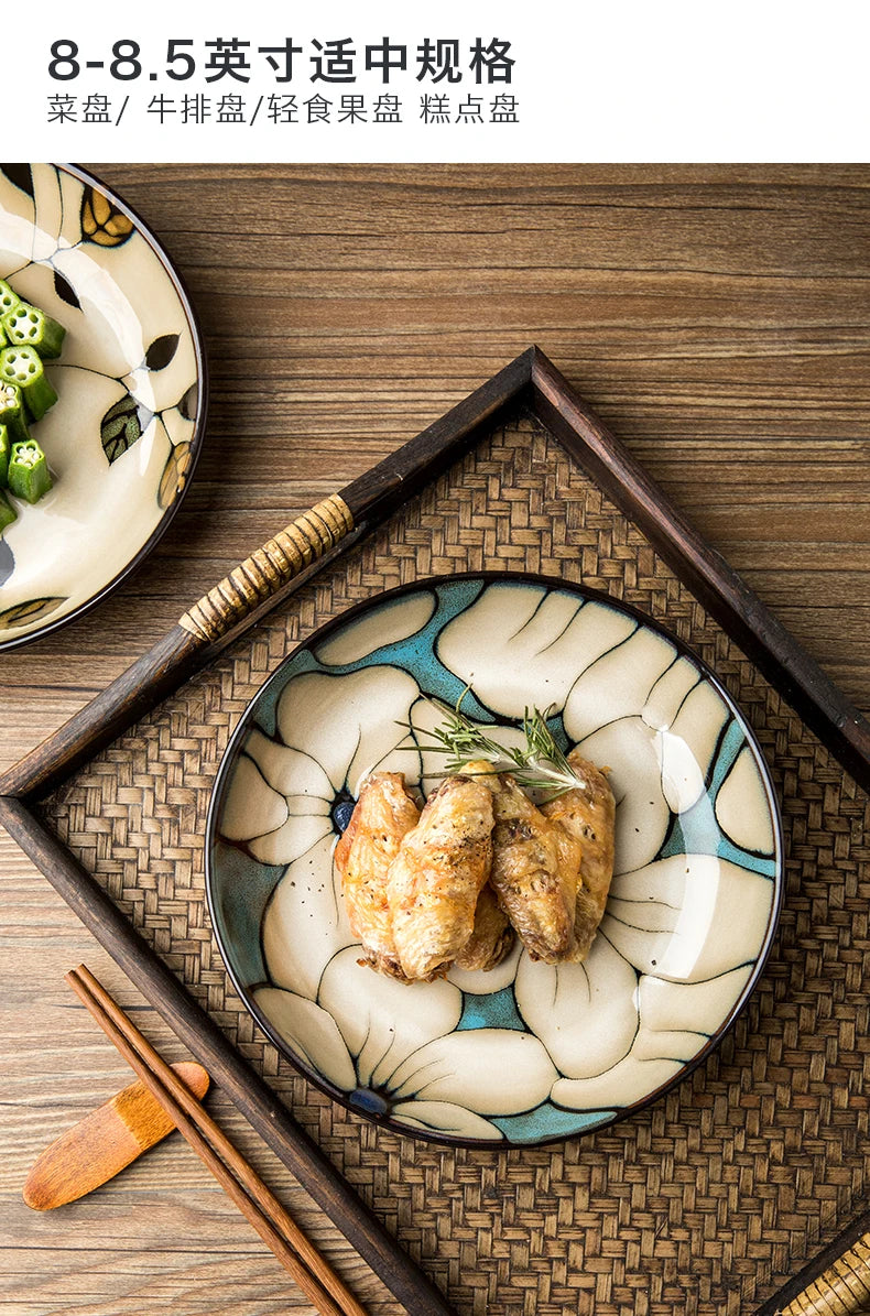 Chinese-Style Ceramic Deep Plate Salad Plate Disc Personality