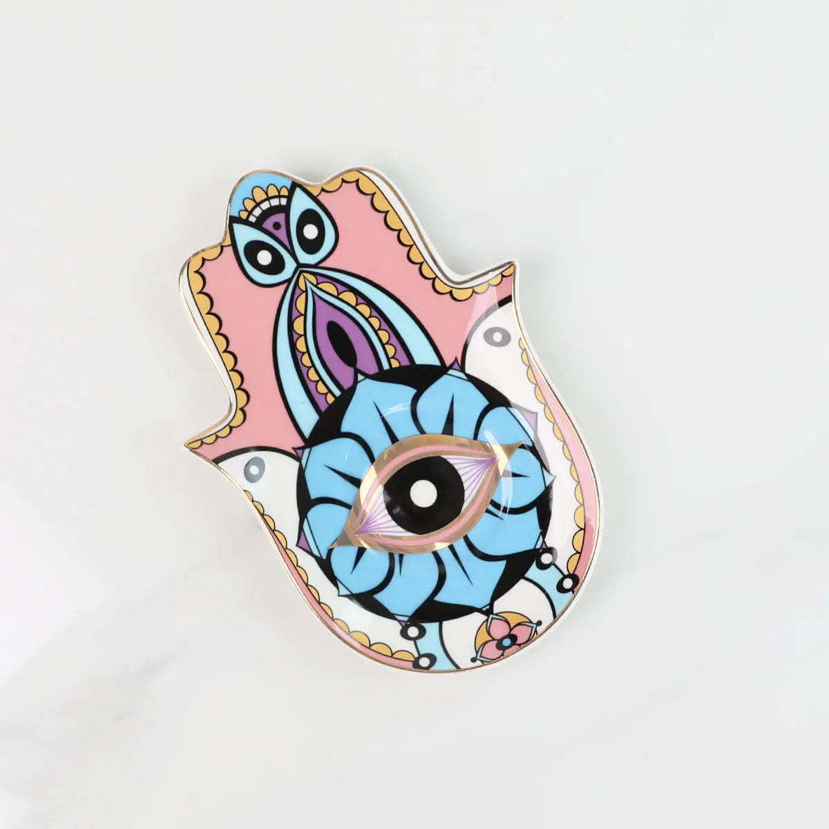 Ceramic Dish Coffee Cup Tray Decorative Hamsa Hand