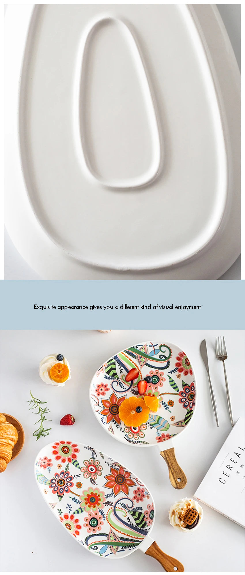 Ceramic Salad Plates Handle Porcelain Dinner Plates Colorful