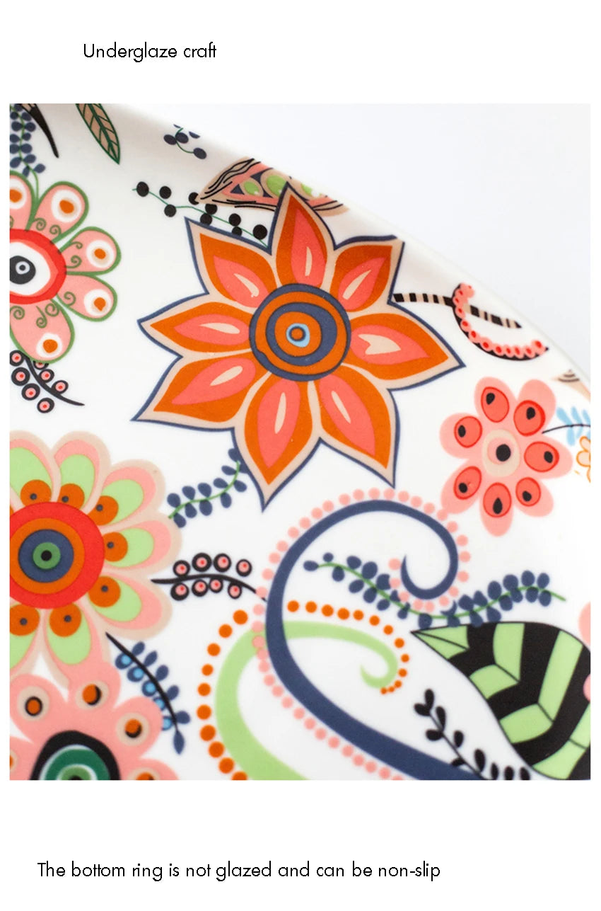 Ceramic Salad Plates Handle Porcelain Dinner Plates Colorful