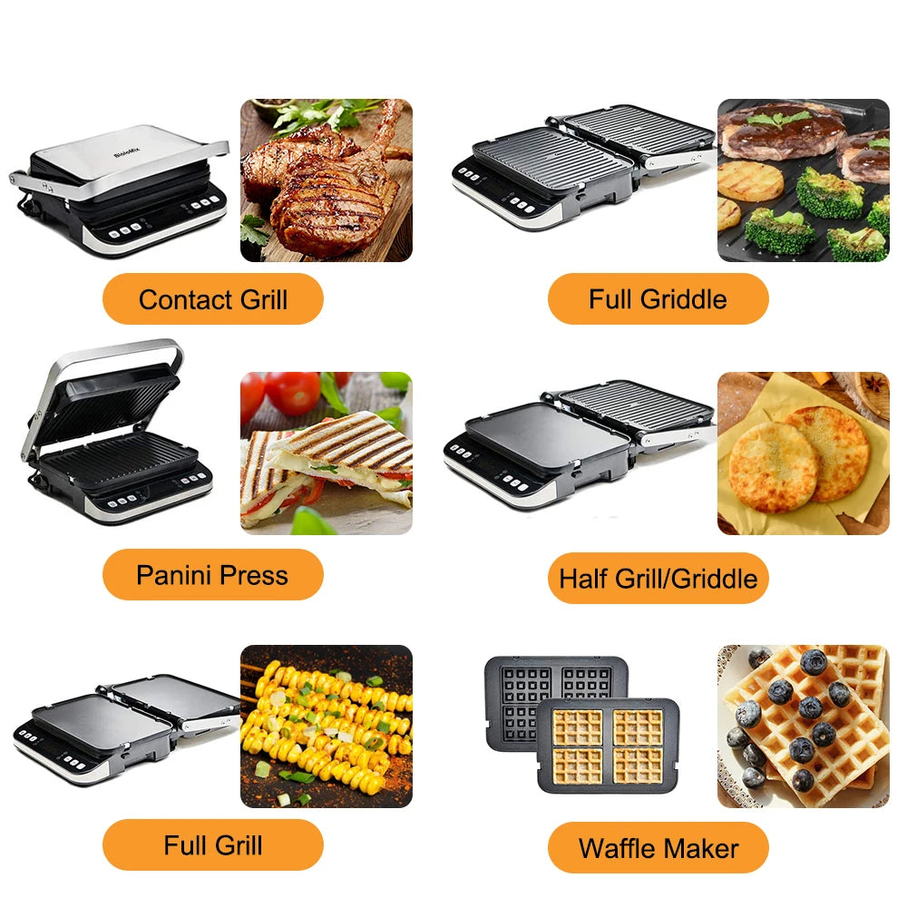 Biolomix 2000w Electric Contact Grill Digital Griddle Panini