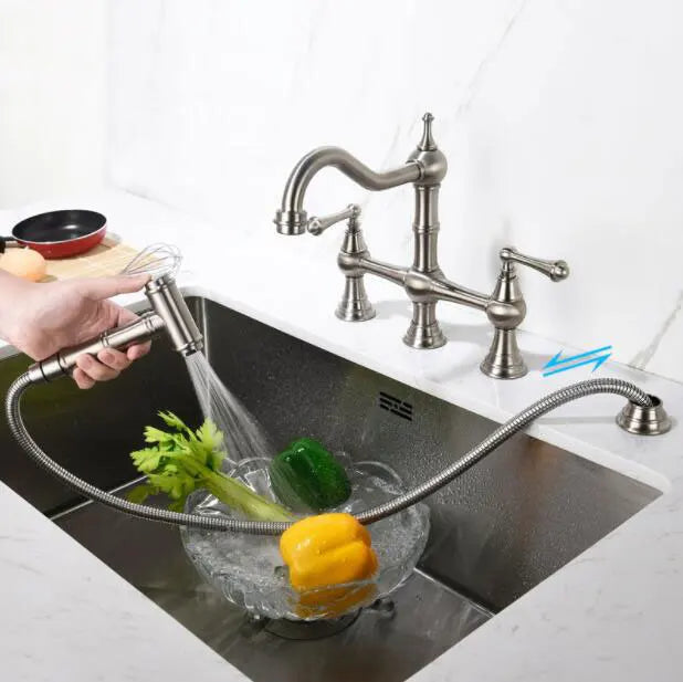 Basin Faucet Cold Faucet Brass Double-Handle Swivel Sink
