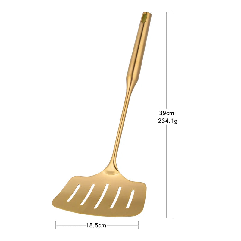 1pc Stainless Steel Cooking Gold Soup Ladle Spoon