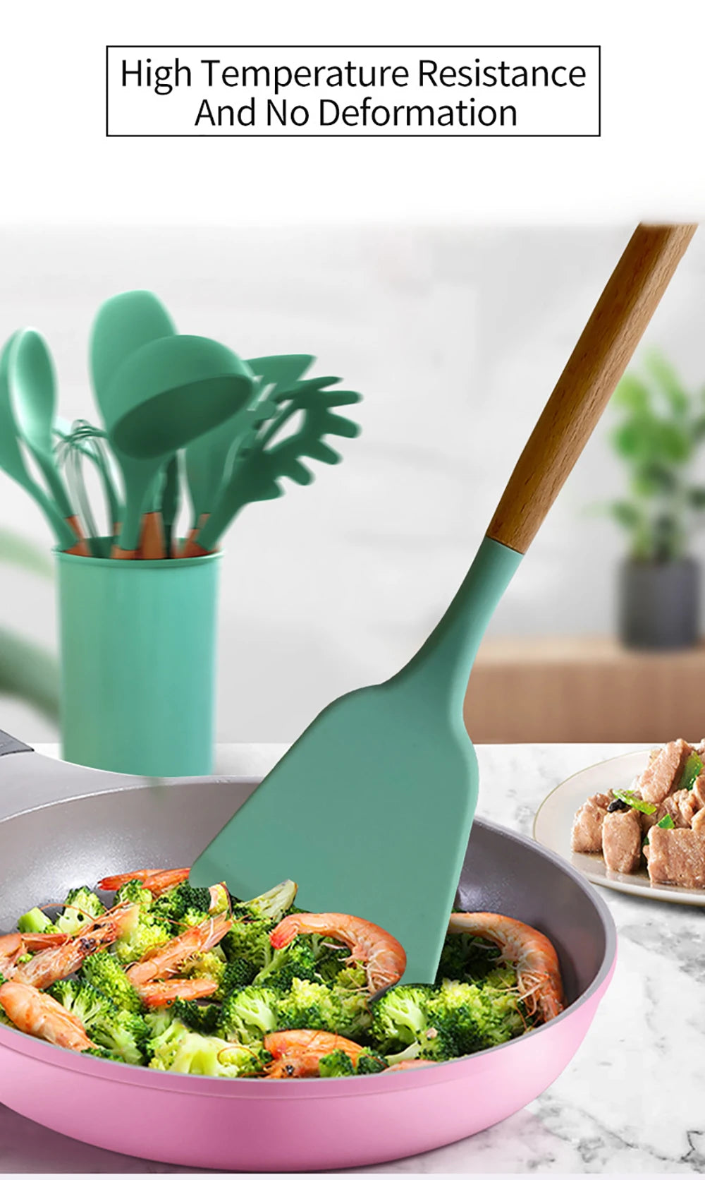12pcs Silicone Utensils Non-Stick Cookware Spatula Shovel Egg