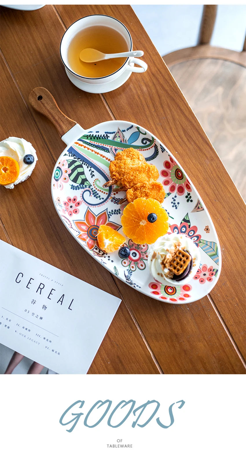Ceramic Salad Plates Handle Porcelain Dinner Plates Colorful