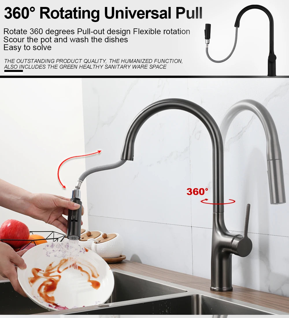 Deck Mounted Faucet Pull Out Mixer Tap Bagnolux