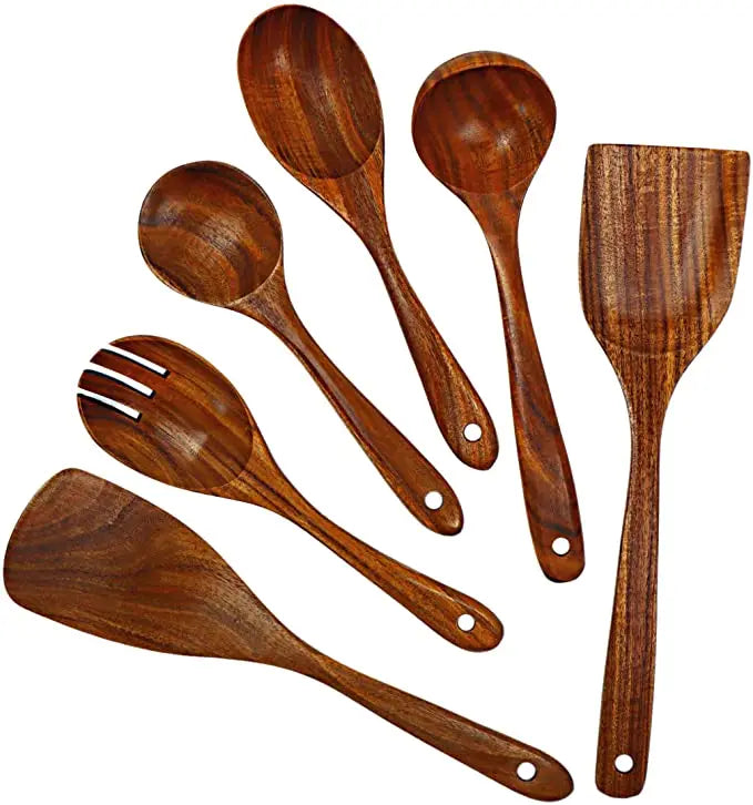 1-9pcs/Set Wooden Utensils Wooden Spoons Cooking Utensils Natural