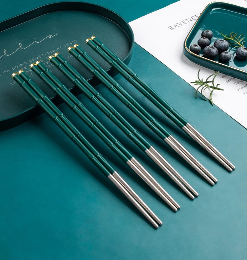 High-End Japanese Stainless Steel Chopsticks Metal Non-Slip Steel