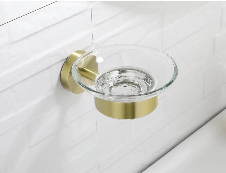 Bathroom Hardware Brushed Gold Toilet Brush Holder Robe