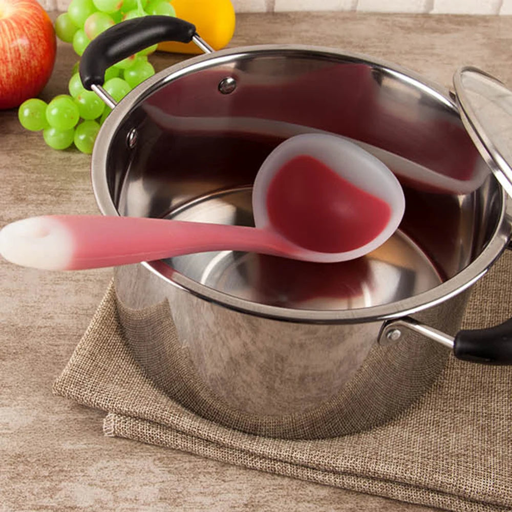 Long Handle Silicone Soup Spoon Non-Stick Large Food