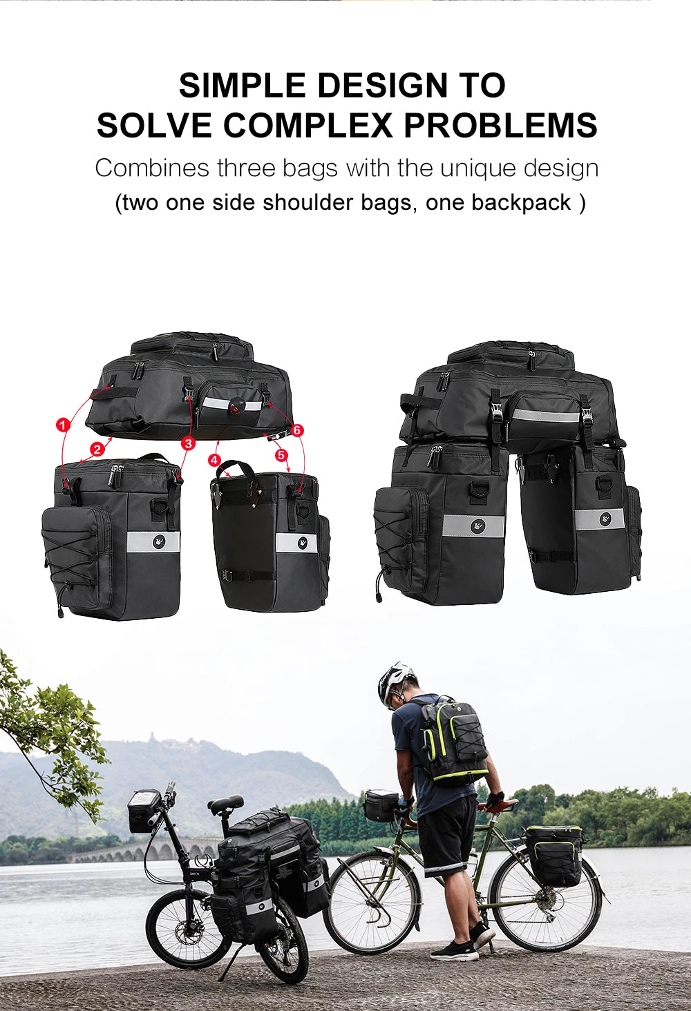Rhinowalk Bike Pannier Bag In Big Capacity Trunk