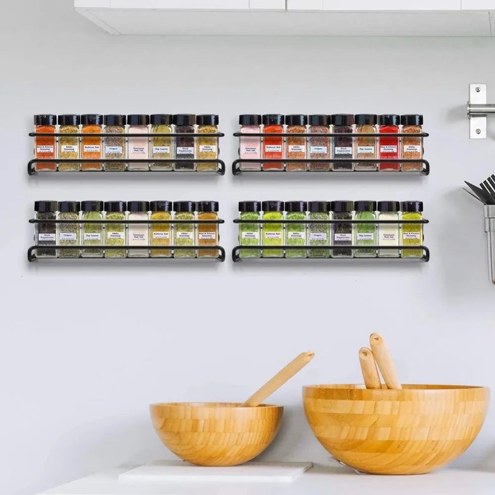 4/2pcs Spice Rack Organizer Wall Mount Storage Racks