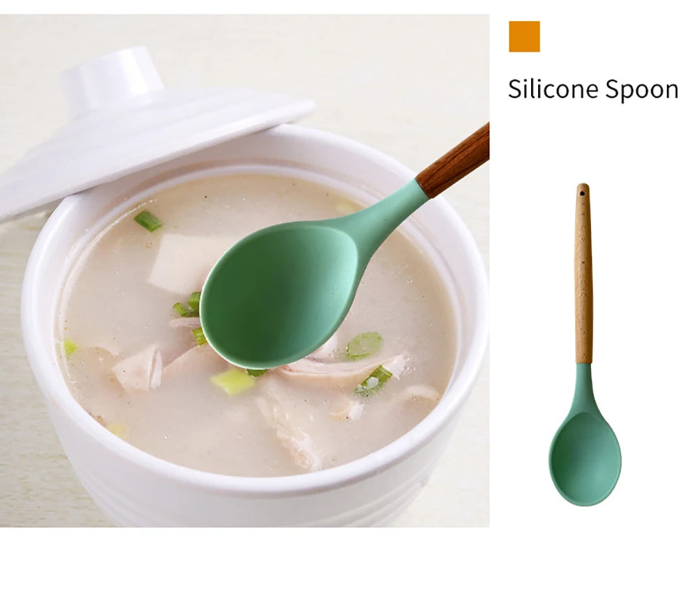 12pcs Silicone Utensils Non-Stick Cookware Spatula Shovel Egg