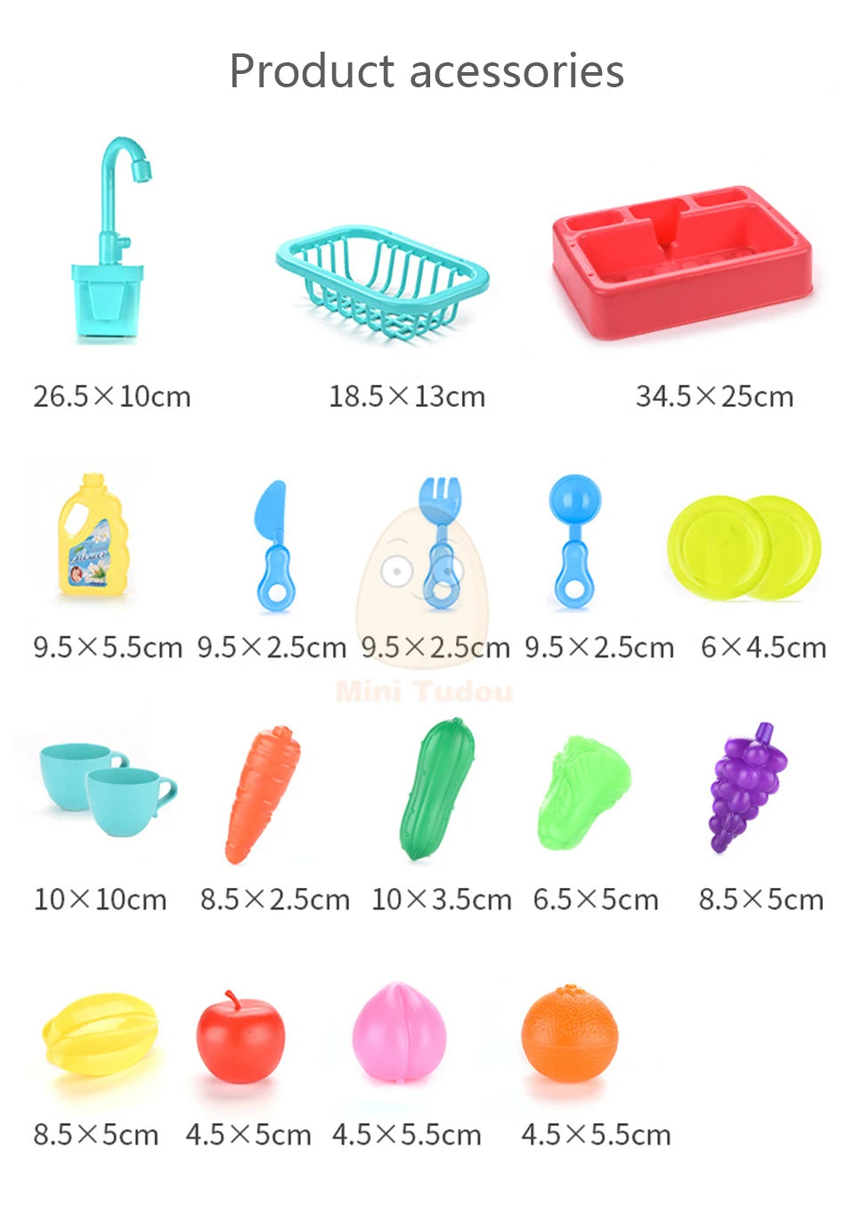 Toy Plastic Dish Wash Sink Children Simulation Pretend
