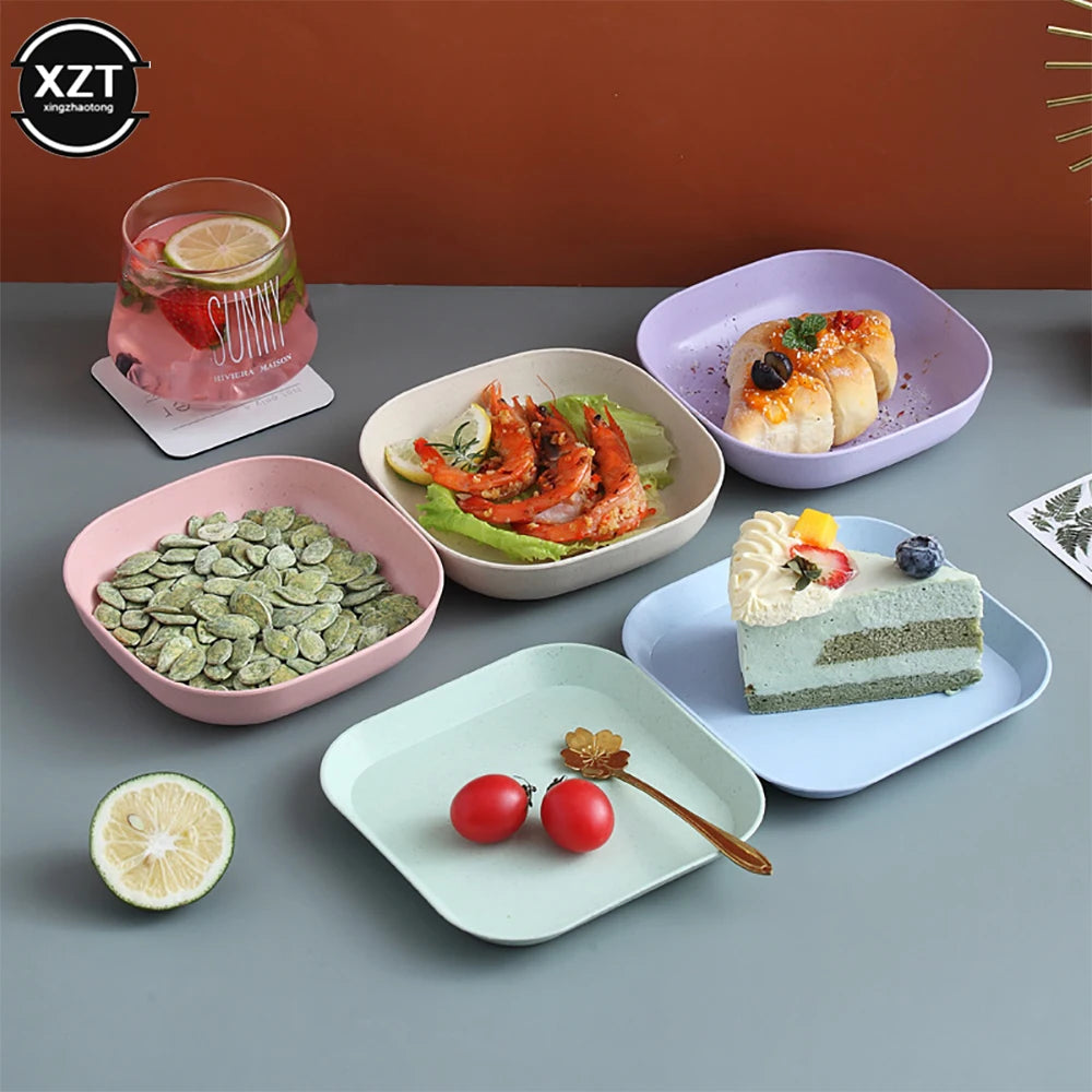 Wheat Straw Dishes Anti-Drop Square Dishes Children Dishes