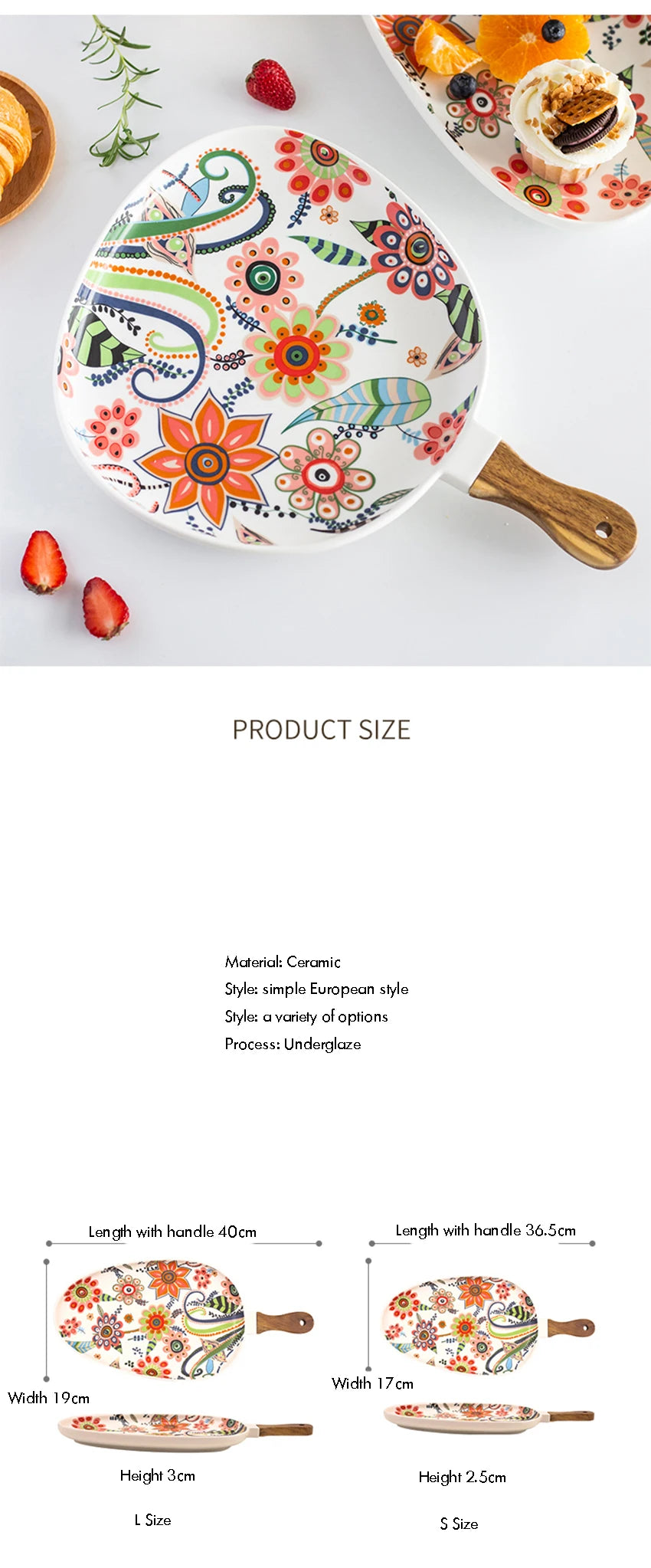 Ceramic Salad Plates Handle Porcelain Dinner Plates Colorful